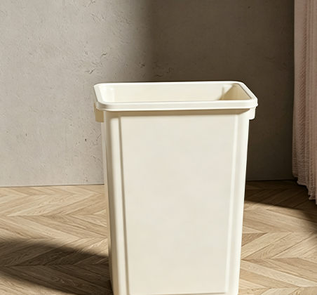 Modern Minimalist Rectangular Open-Top Waste Bin with Side Grips | Large Capacity Plastic Trash Can for Kitchen, Office & Living Room | Black & White