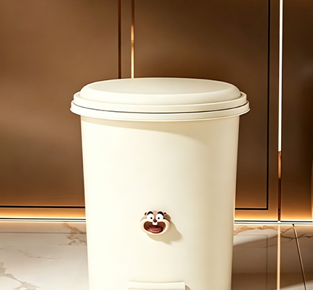 Cute Bear Step Trash Can with Hands-Free Pedal | Cream White Waste Bin with 3D Bear Face for Bedroom, Bathroom & Kitchen | Available in 3 Sizes