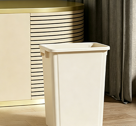 Modern Minimalist Rectangular Open-Top Waste Bin with Side Grips | Large Capacity Plastic Trash Can for Kitchen, Office & Living Room | Black & White